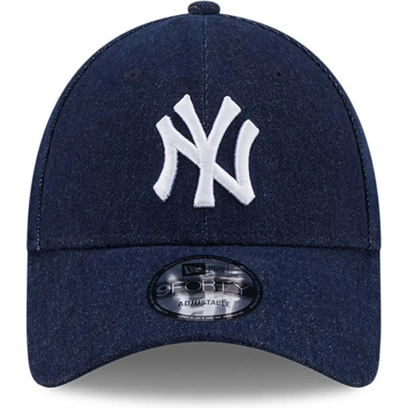 cappelli-curva-blu-marino-cinghia-regolabile-9forty-denim-dei-new-york-yankees-mlb-di-new-era