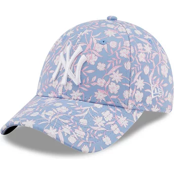 Casquette courbée bleue et rose ajustable 9FORTY Floral New York Yankees MLB New Era