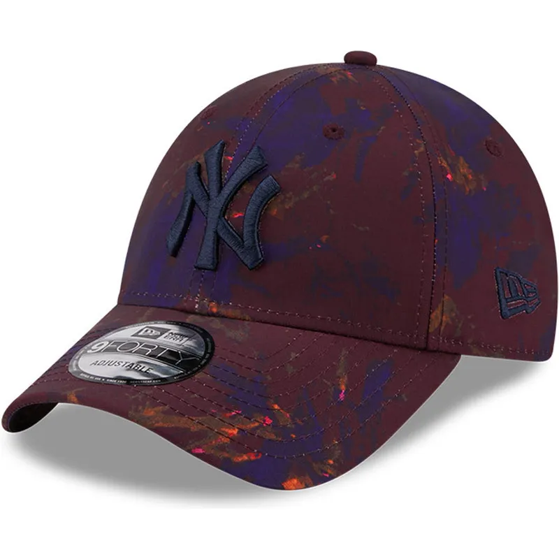 cappelli-curva-rosso-cinghia-regolabile-granate-9forty-ray-scape-dei-new-york-yankees-mlb-di-new-era