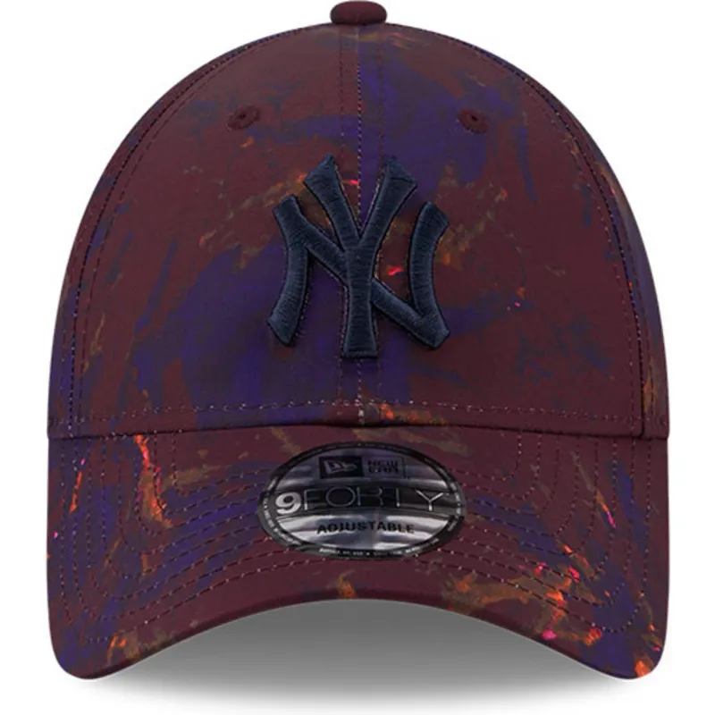 cappelli-curva-rosso-cinghia-regolabile-granate-9forty-ray-scape-dei-new-york-yankees-mlb-di-new-era
