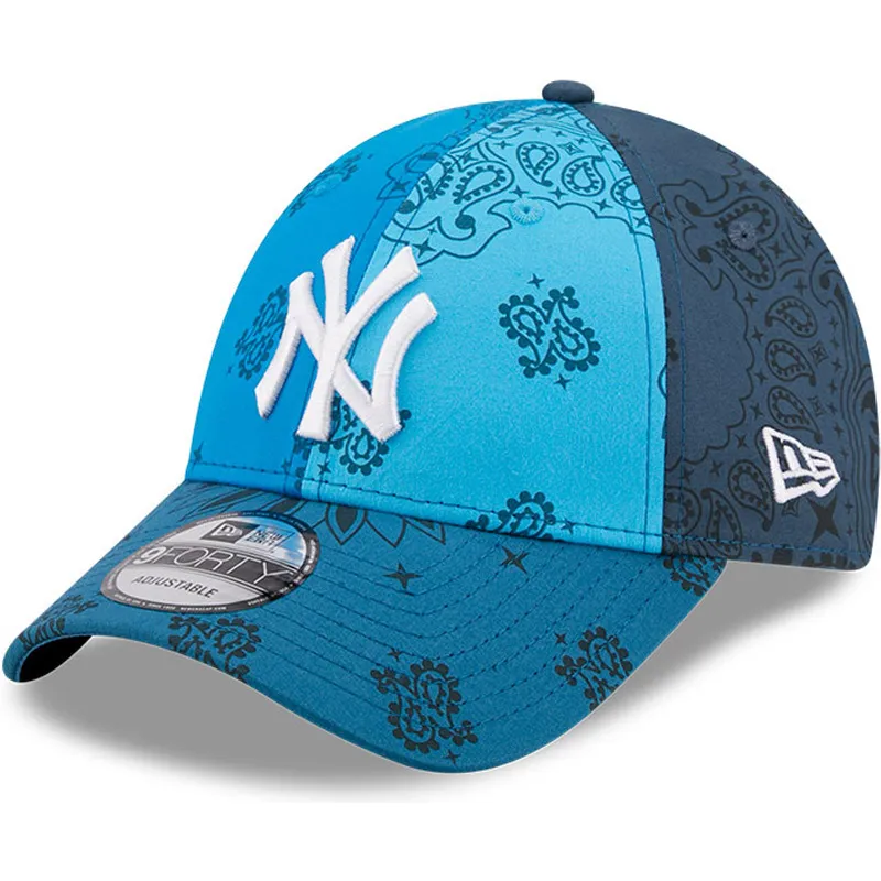 cappelli-curva-blu-cinghia-regolabile-9forty-paisley-print-dei-new-york-yankees-mlb-di-new-era