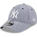 new-era-curved-brim-9forty-houndstooth-new-york-yankees-mlb-blue-adjustable-cap