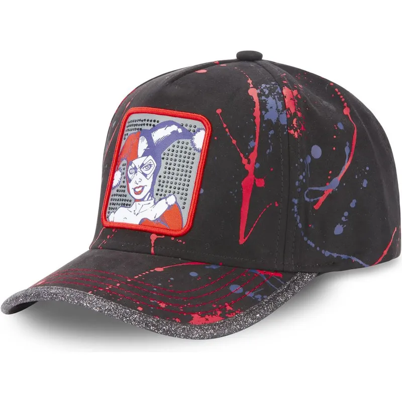 cappelli-curva-nero-cinghia-regolabile-harley-quinn-dc-comics-di-capslab cappelli-curva-nero-cinghia-regolabile-harley-quinn-dc-comics-di-capslab