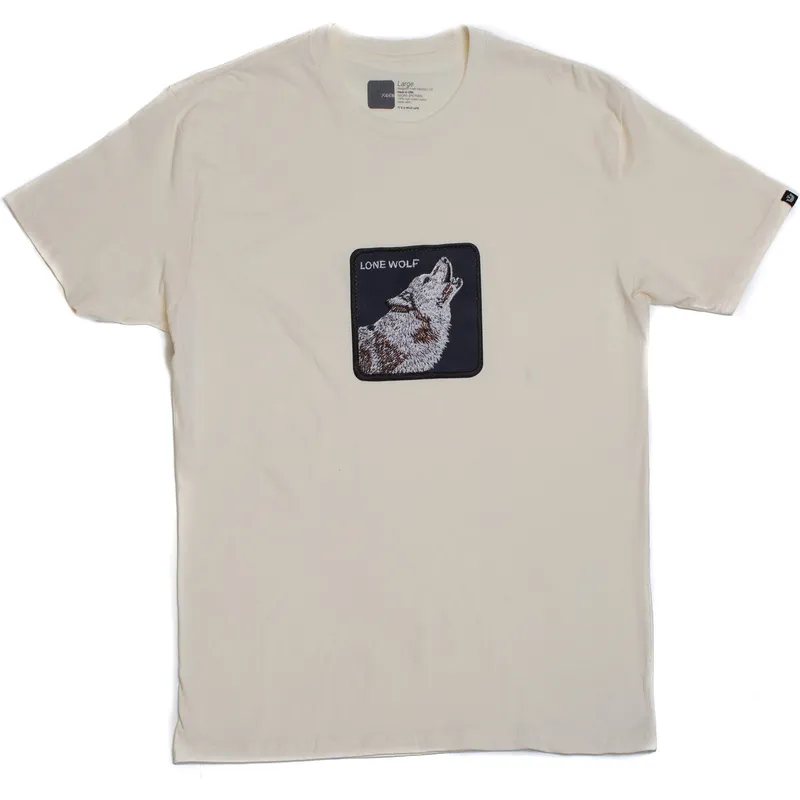 magliette-manica-corta-beige-dei-manga-corta-beige-lobo-lone-wolf-lobo-solitario-pawsome-the-farm-the-farm-di-goorin-bros