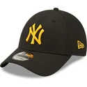 new-era-curved-brim-orange-logo-9forty-diamond-era-new-york-yankees-mlb-black-adjustable-cap