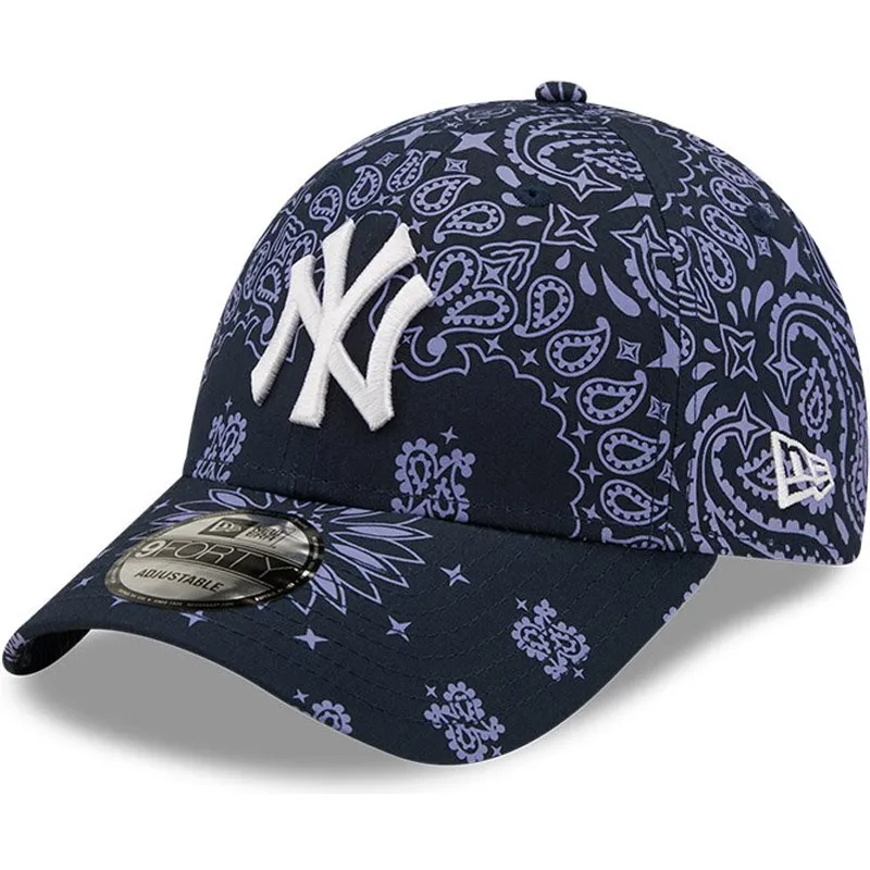 cappelli-curva-blu-marino-cinghia-regolabile-9forty-paisley-print-dei-new-york-yankees-mlb-di-new-era