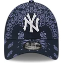 cappelli-curva-blu-marino-cinghia-regolabile-9forty-paisley-print-dei-new-york-yankees-mlb-di-new-era