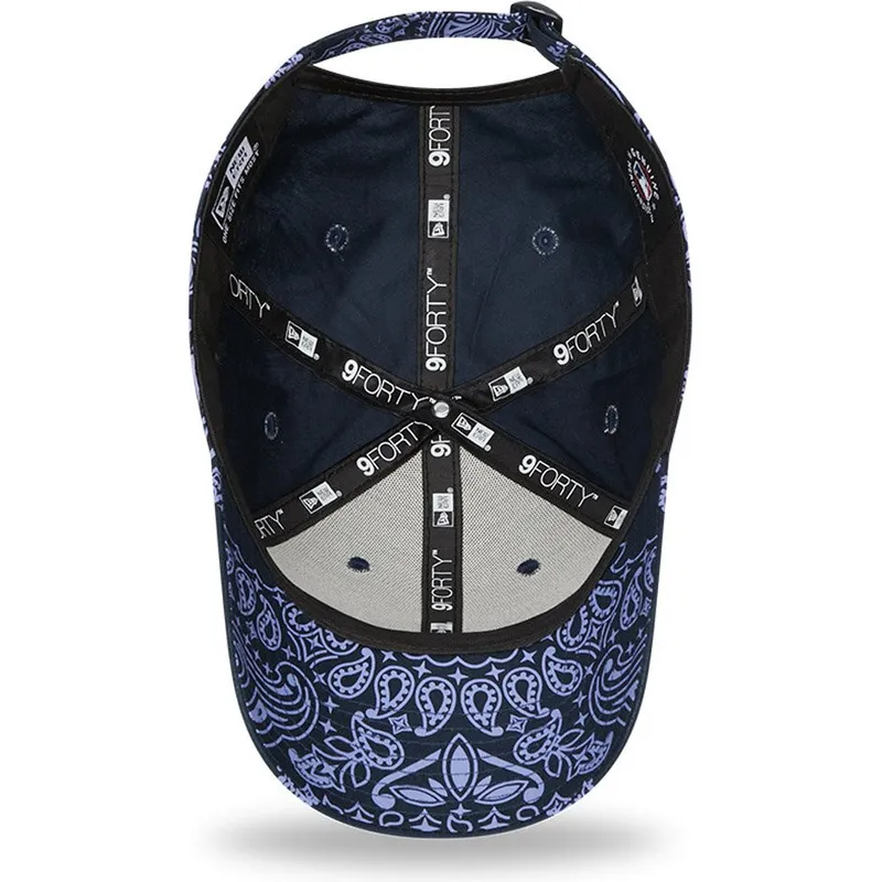 cappelli-curva-blu-marino-cinghia-regolabile-9forty-paisley-print-dei-new-york-yankees-mlb-di-new-era