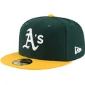 cappello-piatto-verde-e-giallo-aderente-59fifty-ac-perf-di-oakland-athletics-mlb-di-new-era