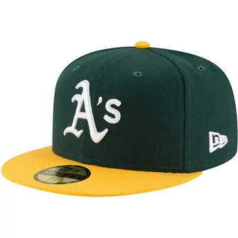 New Era Flat Brim 59FIFTY AC Perf Oakland Athletics MLB Green and Yellow Fitted Cap