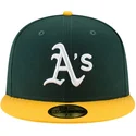 cappello-piatto-verde-e-giallo-aderente-59fifty-ac-perf-di-oakland-athletics-mlb-di-new-era