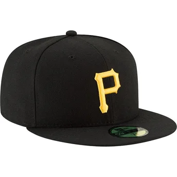 Svart platt keps justerad 59FIFTY AC Perf från Pittsburgh Pirates MLB av New Era