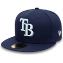 berretto-piatto-blu-navy-aderente-59fifty-ac-perf-dei-tampa-bay-rays-mlb-di-new-era
