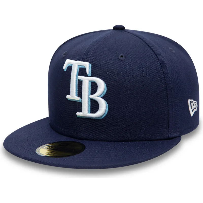 cappello-piatto-blu-marino-chiuso-59fifty-ac-perf-di-tampa-bay-rays-mlb-di-new-era