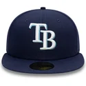 berretto-piatto-blu-navy-aderente-59fifty-ac-perf-dei-tampa-bay-rays-mlb-di-new-era