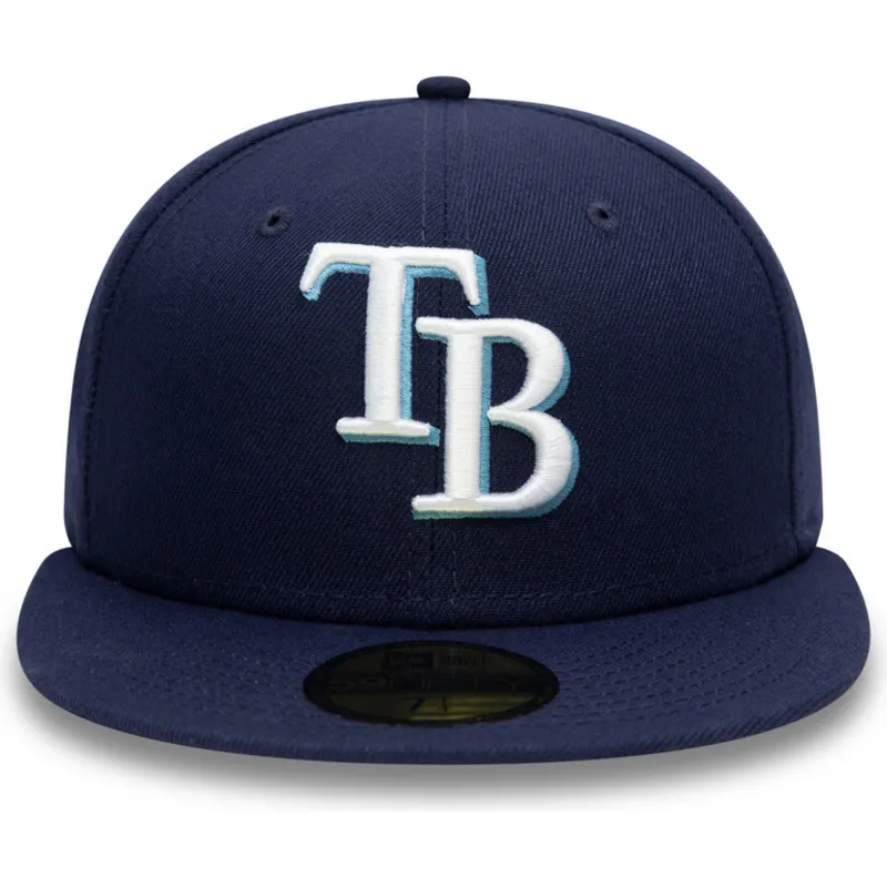 cappello-piatto-blu-marino-chiuso-59fifty-ac-perf-di-tampa-bay-rays-mlb-di-new-era