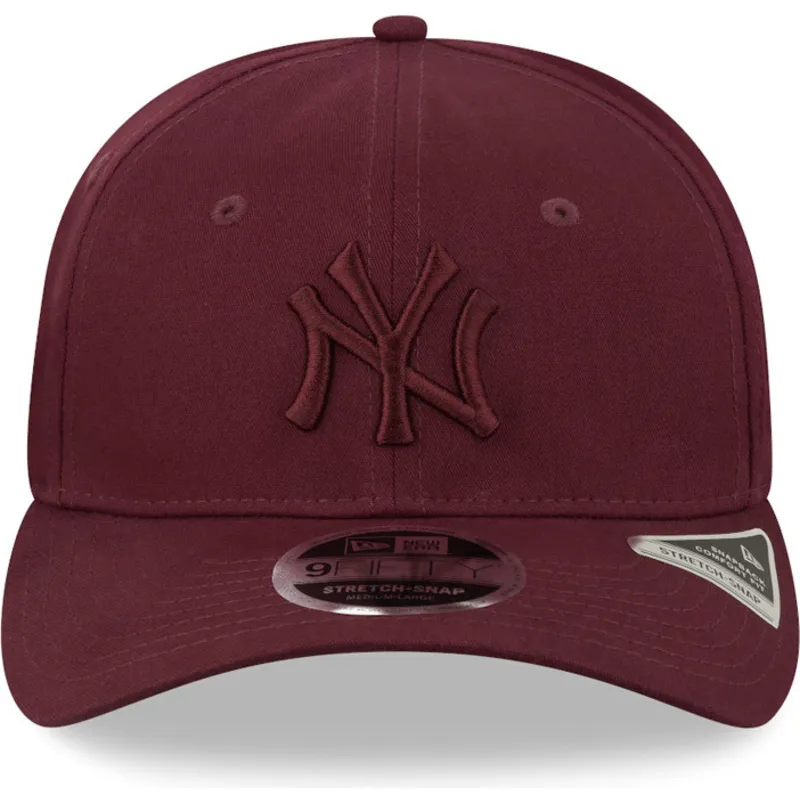 mutzen-gebogen-rot-snapback-granate-granate-9fifty-stretch-snap-der-new-york-yankees-mlb-von-new-era