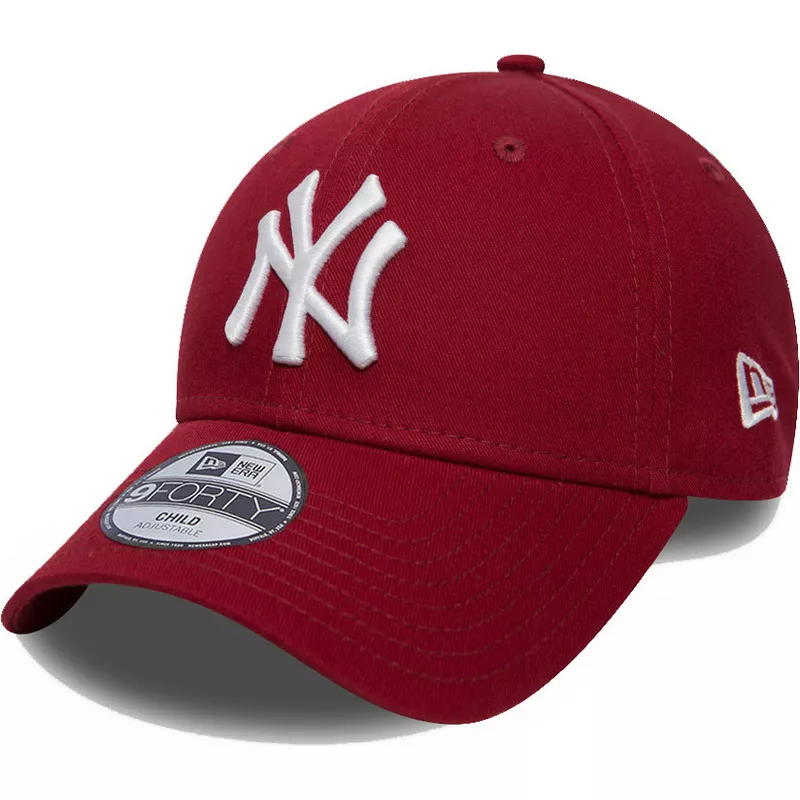 new-era-curved-brim-youth-9forty-league-essential-new-york-yankees-mlb-red-adjustable-cap