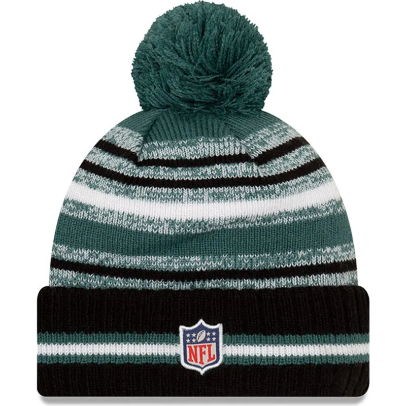 cappelli-pompon-verde-negro-sport-sideline-dei-philadelphia-eagles-nfl-di-new-era