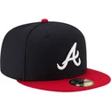 cappello-piatto-blu-marino-e-rosso-aderente-59fifty-ac-perf-di-atlanta-braves-mlb-di-new-era