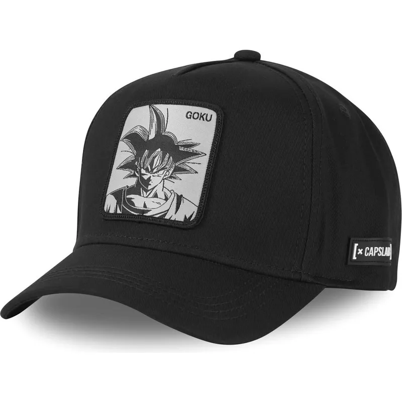 snapback-kappe-mit-gebogenem-schirm-schwarz-son-goku-gokf-dragon-ball-von-capslab