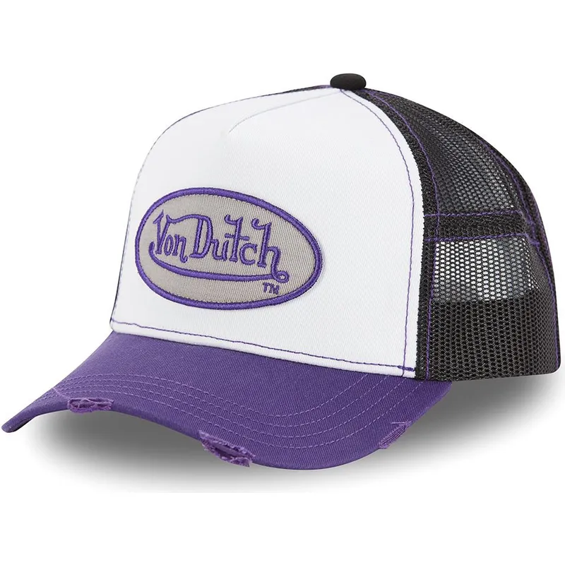 hvid-sort-og-violet-trucker-kasket-sum-pur-fra-von-dutch