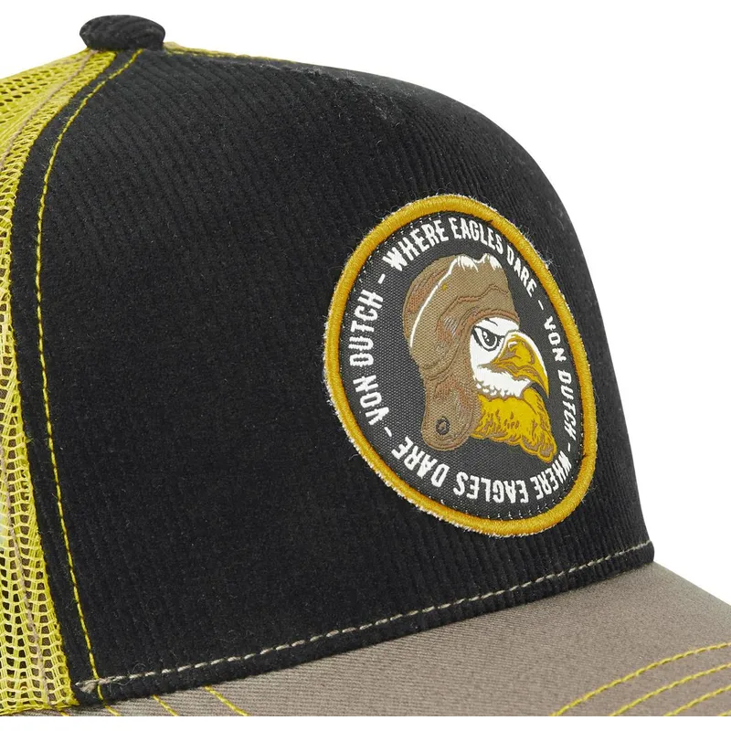cappellino-trucker-nero-giallo-e-grigio-aquila-where-eagles-dare-eag-di-von-dutch
