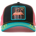casquette-trucker-noire-rose-et-bleue-flamant-squad-flamingoals-the-farm-goorin-bros