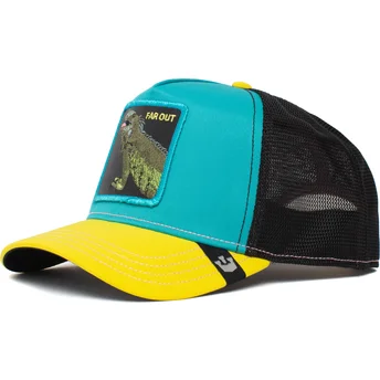 Cappellino trucker blu, nero e giallo Far Out Iguana Party The Farm di Goorin Bros.