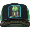 cappellino-trucker-nero-e-verde-pappagallo-inseparabile-love-bird-twitterpated-the-farm-di-goorin-bros