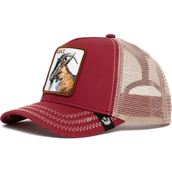 cappellino-trucker-rosso-e-bianco-capra-goat-the-goat-the-farm-di-goorin-bros