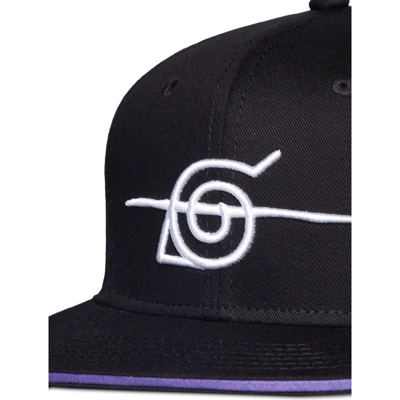 schwarze-flache-snapback-kappe-konoha-naruto-von-difuzed