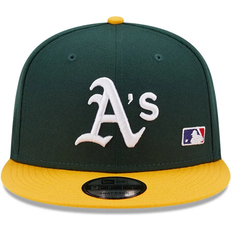 cappelli-piatta-verde-snapback-9fifty-team-arch-dei-oakland-athletics-mlb-di-new-era