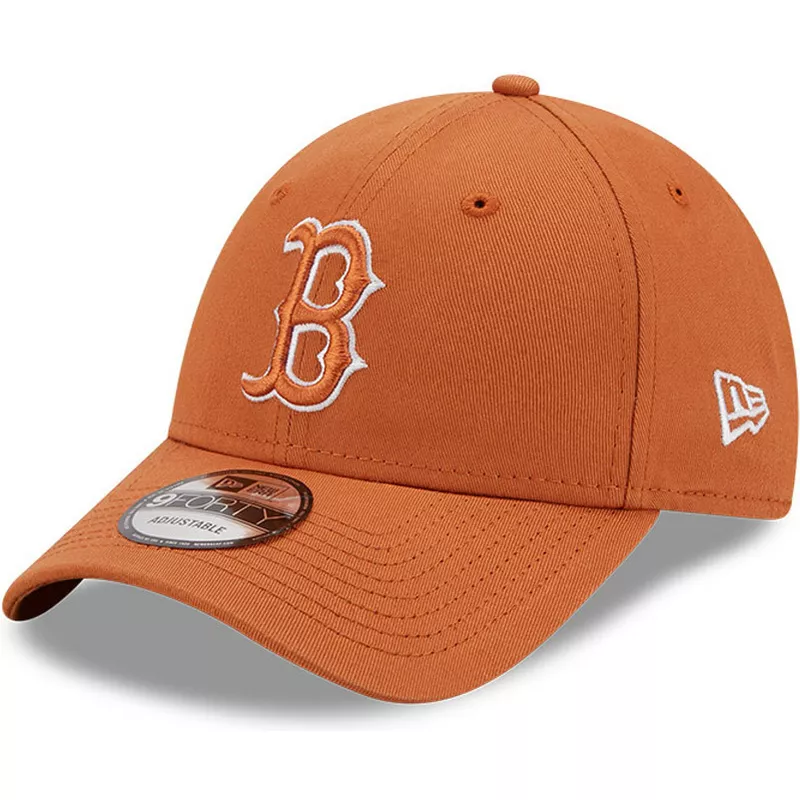 new-era-curved-brim-brown-logo-9forty-league-essential-boston-red-sox-mlb-brown-adjustable-cap