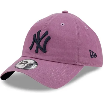 new-era-mlb-new-york-yankees-9twenty-essential-casual-classic-violette-verstellbare-kappe-mit-gebogenem-schirm-und-schwarzem-log
