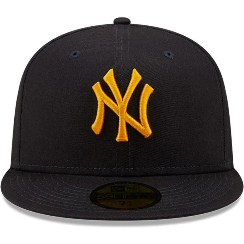 cappello-piatto-blu-navy-chiuso-con-logo-giallo-59fifty-league-essential-dei-new-york-yankees-mlb-di-new-era