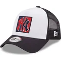 cappellino-trucker-bianco-e-blu-navy-a-frame-team-patch-dei-new-york-yankees-mlb-di-new-era