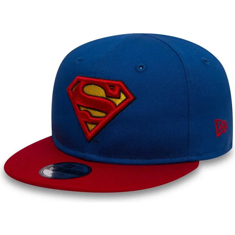 blaue-und-rote-flache-snapback-kappe-fur-jungen-9fifty-character-von-superman-dc-comics-von-new-era