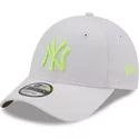 new-era-curved-brim-green-logo-9forty-neon-pack-new-york-yankees-mlb-grey-adjustable-cap