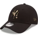 casquette-courbee-noire-ajustable-avec-logo-marron-9forty-camo-infill-new-york-yankees-mlb-new-era