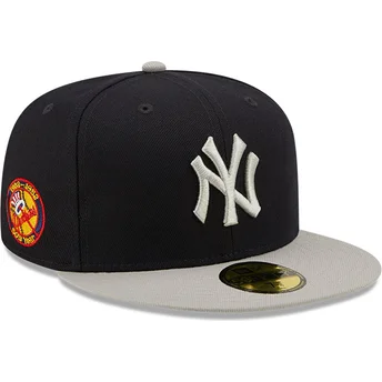 Casquette plate bleue marine et grise ajustée 59FIFTY Side Patch New York Yankees MLB New Era