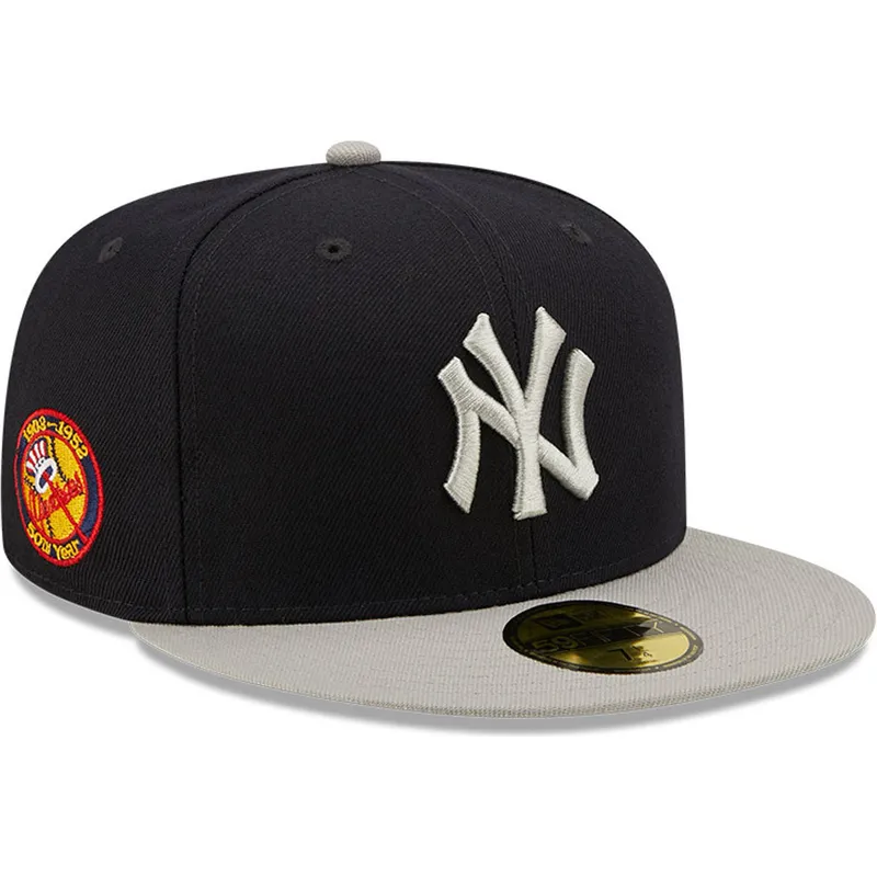 cappello-piatto-blu-marino-e-grigio-regolabile-59fifty-patch-laterale-di-new-york-yankees-mlb-di-new-era