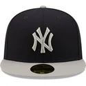 cappello-piatto-blu-marino-e-grigio-regolabile-59fifty-patch-laterale-di-new-york-yankees-mlb-di-new-era
