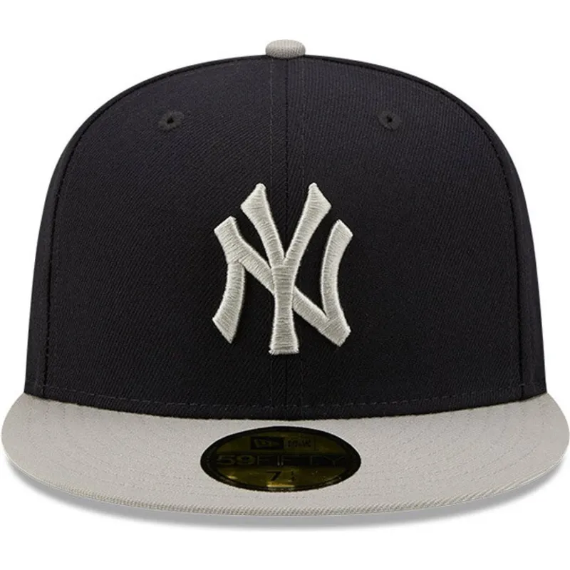 cappello-piatto-blu-marino-e-grigio-regolabile-59fifty-patch-laterale-di-new-york-yankees-mlb-di-new-era
