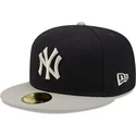 marineblaue-und-graue-anliegende-flat-cap-59fifty-seitenpatch-von-new-york-yankees-mlb-von-new-era