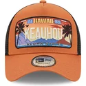 casquette-trucker-marron-hawaii-keauhou-a-frame-license-plate-new-era