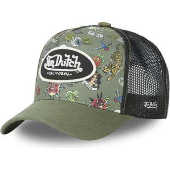 Czapka trucker zielono-czarna Tattoo TAT K Von Dutch