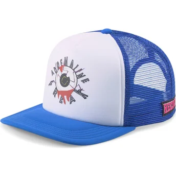 Puma Flat Brim Adrenaline Freaks Hometown Heroes X-Sports Herzo Cats White and Blue Trucker Hat