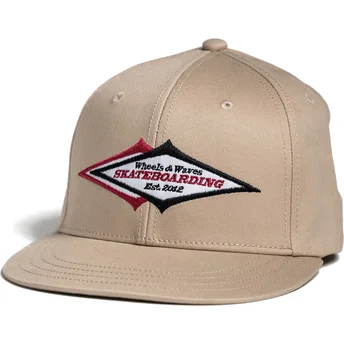 Gorra plana beige snapback Skateboarding WW24 de Wheels And Waves