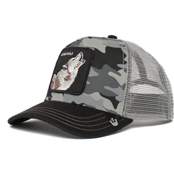Casquette trucker camouflage grise loup Lone Wolf Dog Soldier The Farm Goorin Bros.